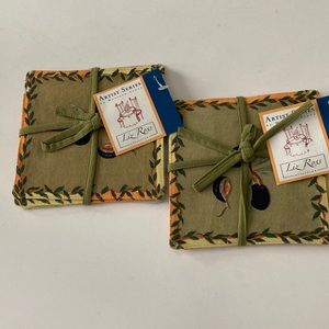 2 sets of coasters, Liz Ross Collection.